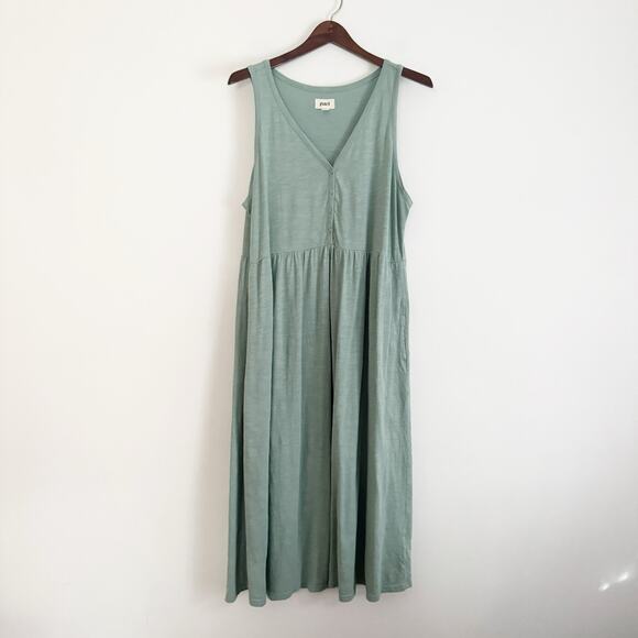 PACT Relaxed Slub Henley Tank Dress Sky Blue Large L - Picture 4 of 12